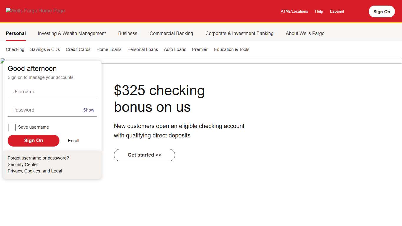 Wells Fargo Bank Financial Services & Online Banking